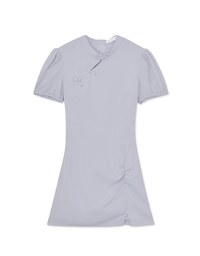 【Elecher's Design】Qipao DRESS Satin Chinese Button Puffy Sleeve Short Cheongsam
