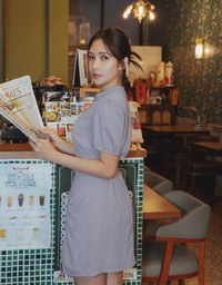 【Elecher's Design】Qipao DRESS Satin Chinese Button Puffy Sleeve Short Cheongsam