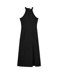 【Elecher's Design】Qipao DRESS Halter Cheongsam Maxi Dress with Slit and Bra Padded (with padding)
