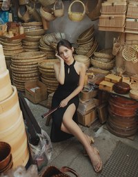 【Elecher's Design】Qipao DRESS Halter Cheongsam Maxi Dress with Slit and Bra Padded (with padding)
