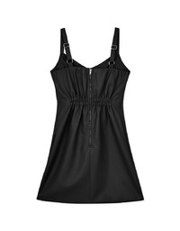 Matte Faux Leather Mini Dress(With Padding)