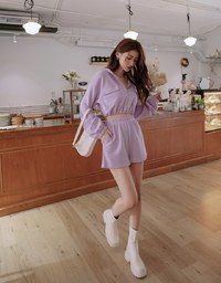 Waffle Hooded Zipped Set Wear