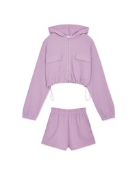 Waffle Hooded Zipped Set Wear
