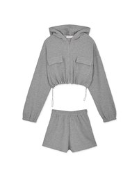 Waffle Hooded Zipped Set Wear