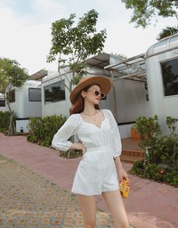 V-Neck Lace Jumpsuit