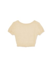 Soft Plush Button Short Sleeved Top