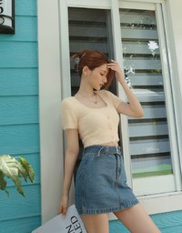 Soft Plush Button Short Sleeved Top