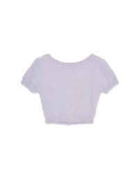 Soft Plush Button Short Sleeved Top