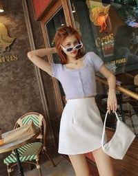 Soft Plush Button Short Sleeved Top