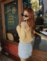 Off Shoulder Knit Long Sleeved Top