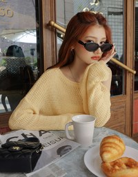 Off Shoulder Knit Long Sleeved Top