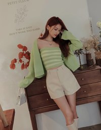 Set Wear With Knit Tube Top & Cardigan