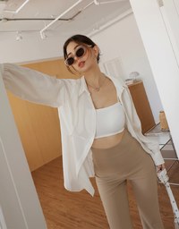 2Way Korean Style Slim Long Blouse Shirt