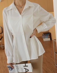 2Way Korean Style Slim Long Blouse Shirt