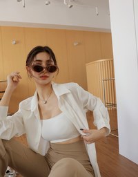 2Way Korean Style Slim Long Blouse Shirt
