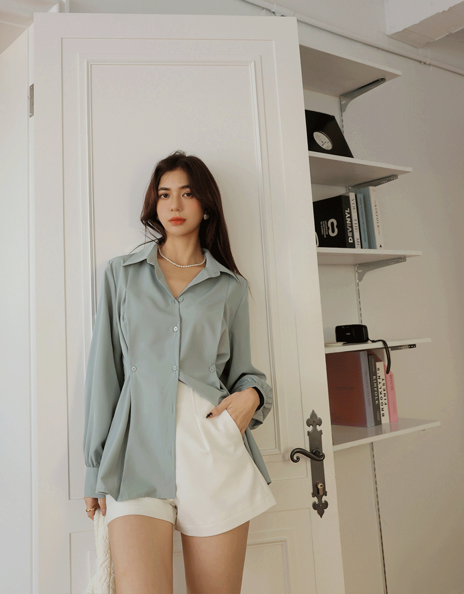 2Way Korean Style Slim Long Blouse Shirt