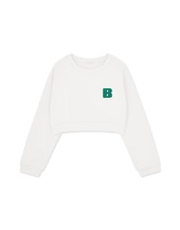 【Benefit】Embroidered Patch On Cropped Sweatshirt Top