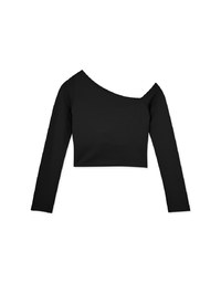 Sloping Shoulder Smooth Long Sleeve Top (With Padding)