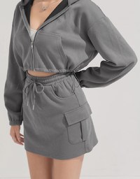 Casual Drawstring Cargo Style Skirt