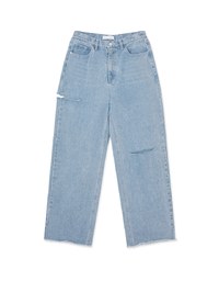 Sexy Side Cut Denim Jeans Wide Pants