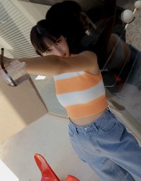 Sexy Side Cut Denim Jeans Wide Pants