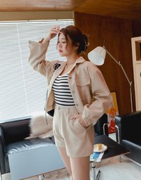 Textured Thick Wide Hem Shorts