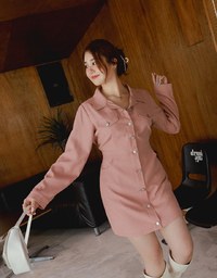 Edgy Smart Suede Buttoned Mini Dress