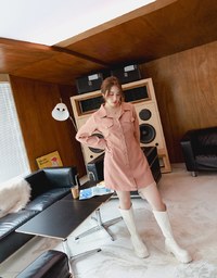 Edgy Smart Suede Buttoned Mini Dress