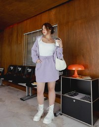 Casual Drawstring Cropped Hooded Blazer Jacket