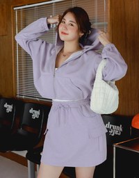 Casual Drawstring Cropped Hooded Blazer Jacket