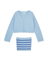 Set Wear With Knit Tube Top & Cardigan