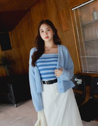 Set Wear With Knit Tube Top & Cardigan