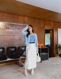 Set Wear With Knit Tube Top & Cardigan