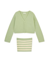 Set Wear With Knit Tube Top & Cardigan