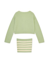 Set Wear With Knit Tube Top & Cardigan