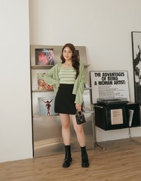 Set Wear With Knit Tube Top & Cardigan