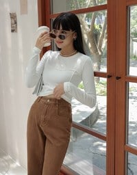 Dimensional Stitching Line Long Sleeve Top