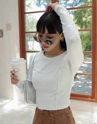 Dimensional Stitching Line Long Sleeve Top