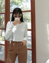 Dimensional Stitching Line Long Sleeve Top
