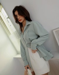 2Way Korean Style Slim Long Blouse Shirt