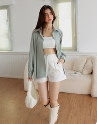 2Way Korean Style Slim Long Blouse Shirt