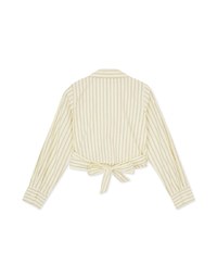 Striped Lapel Straped Long Sleeve Blouse Shirt