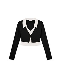 Smart Lapel Slit Long Sleeve Top