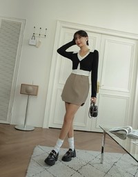 Smart Lapel Slit Long Sleeve Top