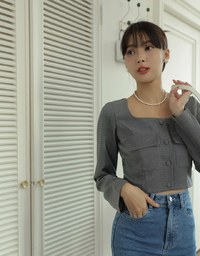 Elegant Square Neck Shirt Top