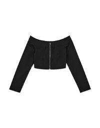 Off Shoulder Back Zipper Long Sleeve Top