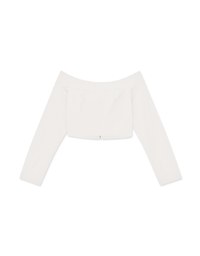 Off Shoulder Back Zipper Long Sleeve Top