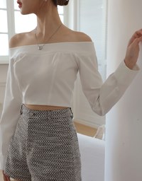 Off Shoulder Back Zipper Long Sleeve Top