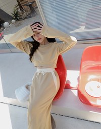 Contrast Color Comfort Maxi Skirt