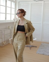 Double Line Slim Fit Suit Wide Pants
